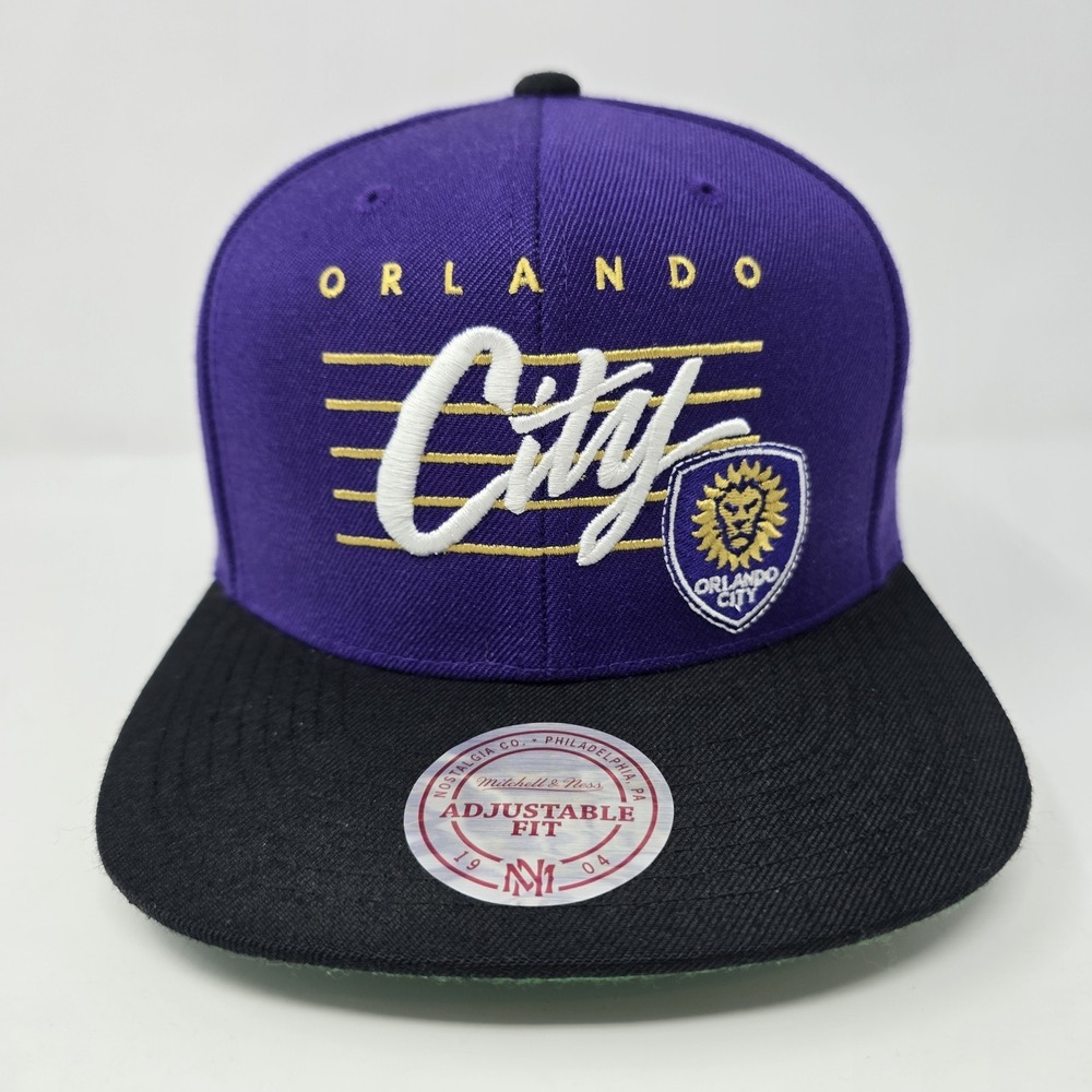 Mitchell & Ness Orlando City SC MLS Snapback Hat Purple Black Flat Brim Cap